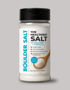 Image of a bottle of the Healthiest Salt from the Boulder Salt Company