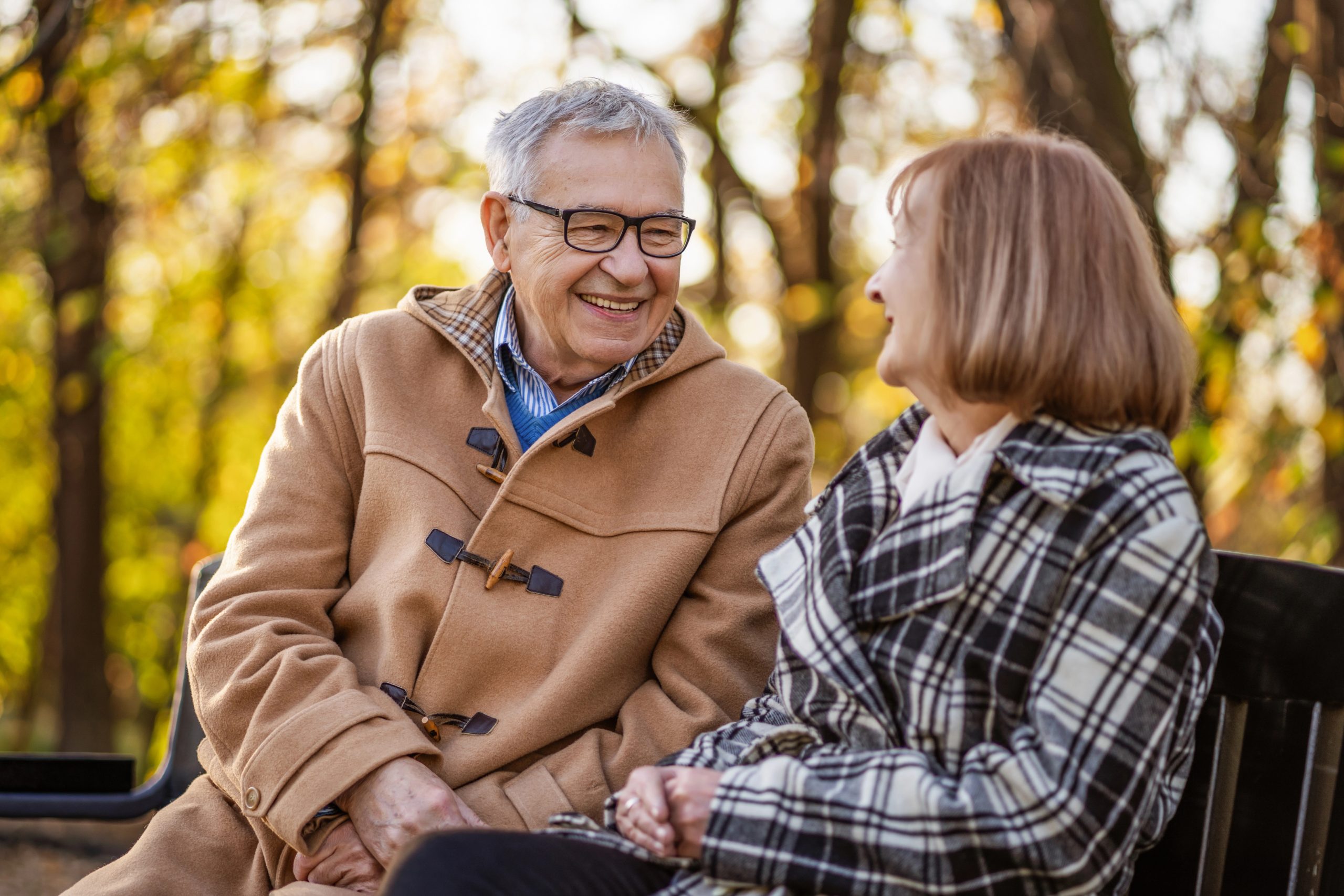 Senior couple enjoying time together on a nice fall day