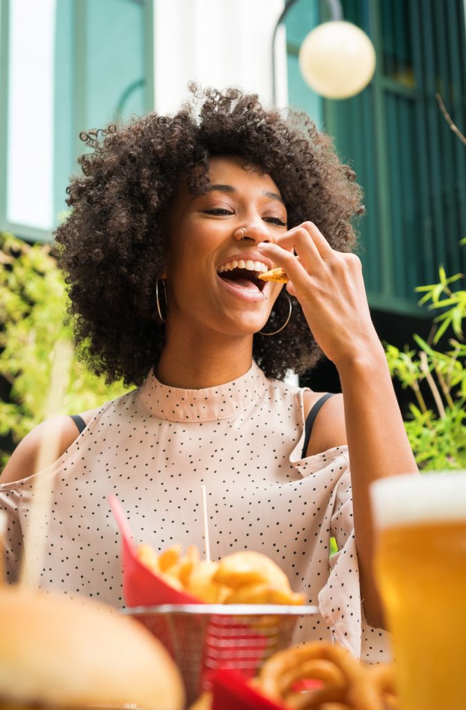 woman enjoying healthy meal