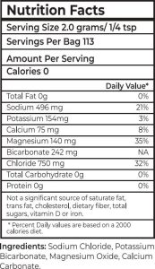 Boulder Salt Nutrition Facts Label